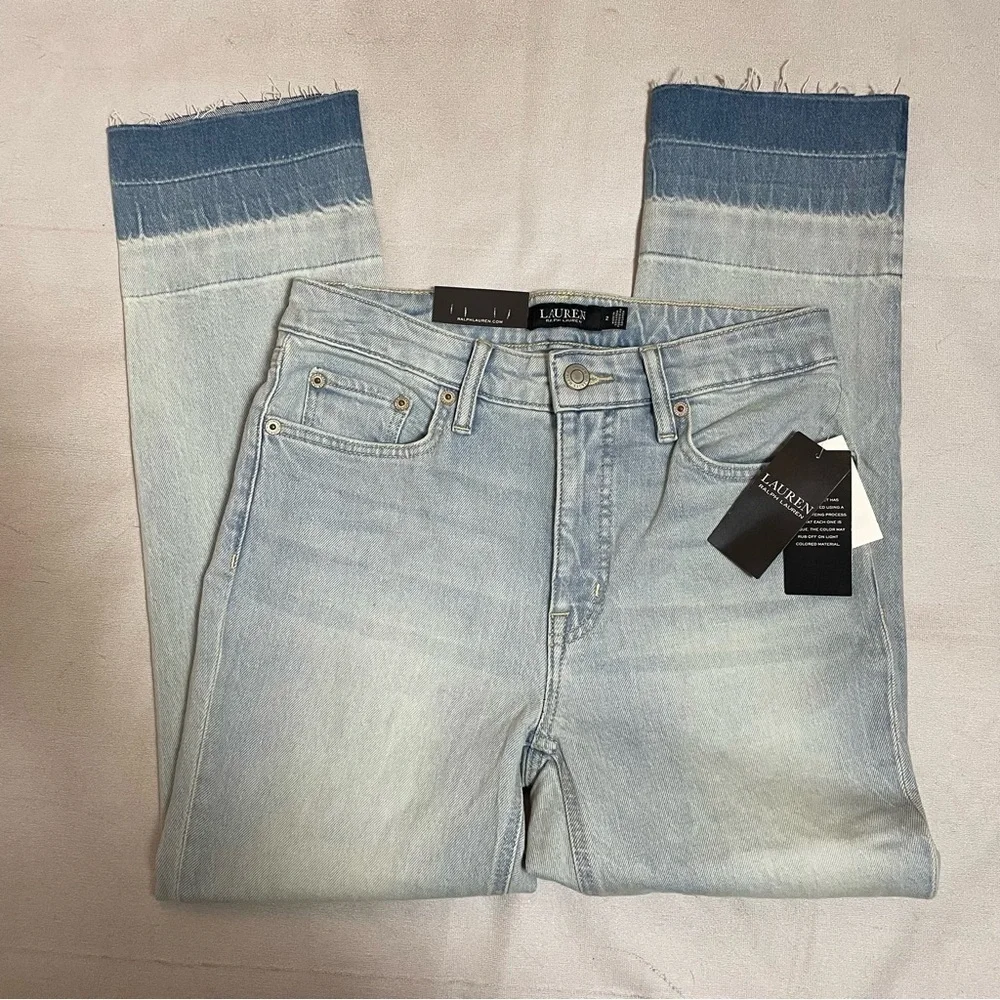 NWT New Lauren Ralph Lauren High-Rise Straight Ankle Jeans Size 2